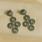 Mastani Begum Emerald Setting With Diamond Halo Dangler Earrings