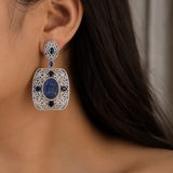 Mehr Blue Sapphire Diamond Statement Earrings