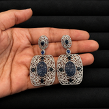 Mehr Blue Sapphire Diamond Statement Earrings