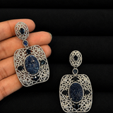 Mehr Blue Sapphire Diamond Statement Earrings