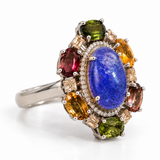 Sandhyatara 925 silver Multi Tourmaline & Blue Centrepiece Tanzanite Ring