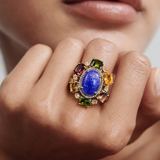 Sandhyatara 925 silver Multi Tourmaline & Blue Centrepiece Tanzanite Ring