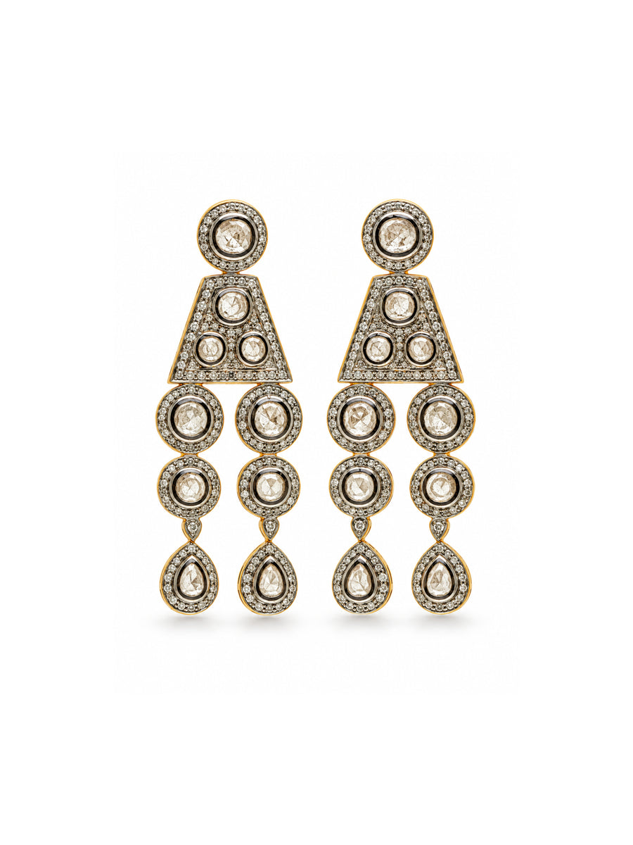 Paro Vilasini Diamond And Polki Dangler Earrings
