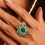 Panna Verdant Emerald & Diamond Flower Ring