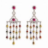 Tarangini Multi Tourmaline Diamond Chandelier Earrings