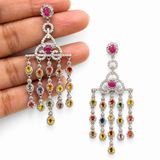 Tarangini Multi Tourmaline Diamond Chandelier Earrings