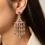 Tarangini Multi Tourmaline Diamond Chandelier Earrings