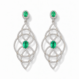 Velora Emerald And Diamond Art Deco Earrings